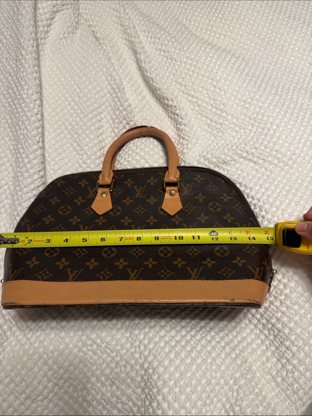 Brown Monogram Satchel with Tan Trim - Picture 14 of 15